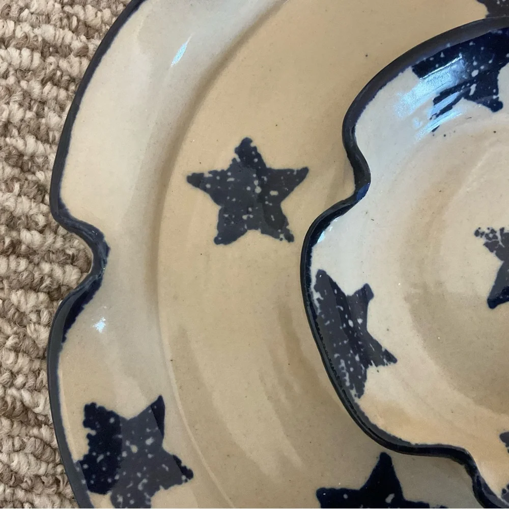 Vintage At Home American Marshall Pottery Chip and Dip Serving Dish